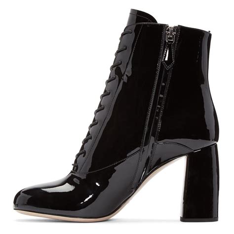 miu miu black patent leather ankle boots|Miu Miu Patent Leather Boots .